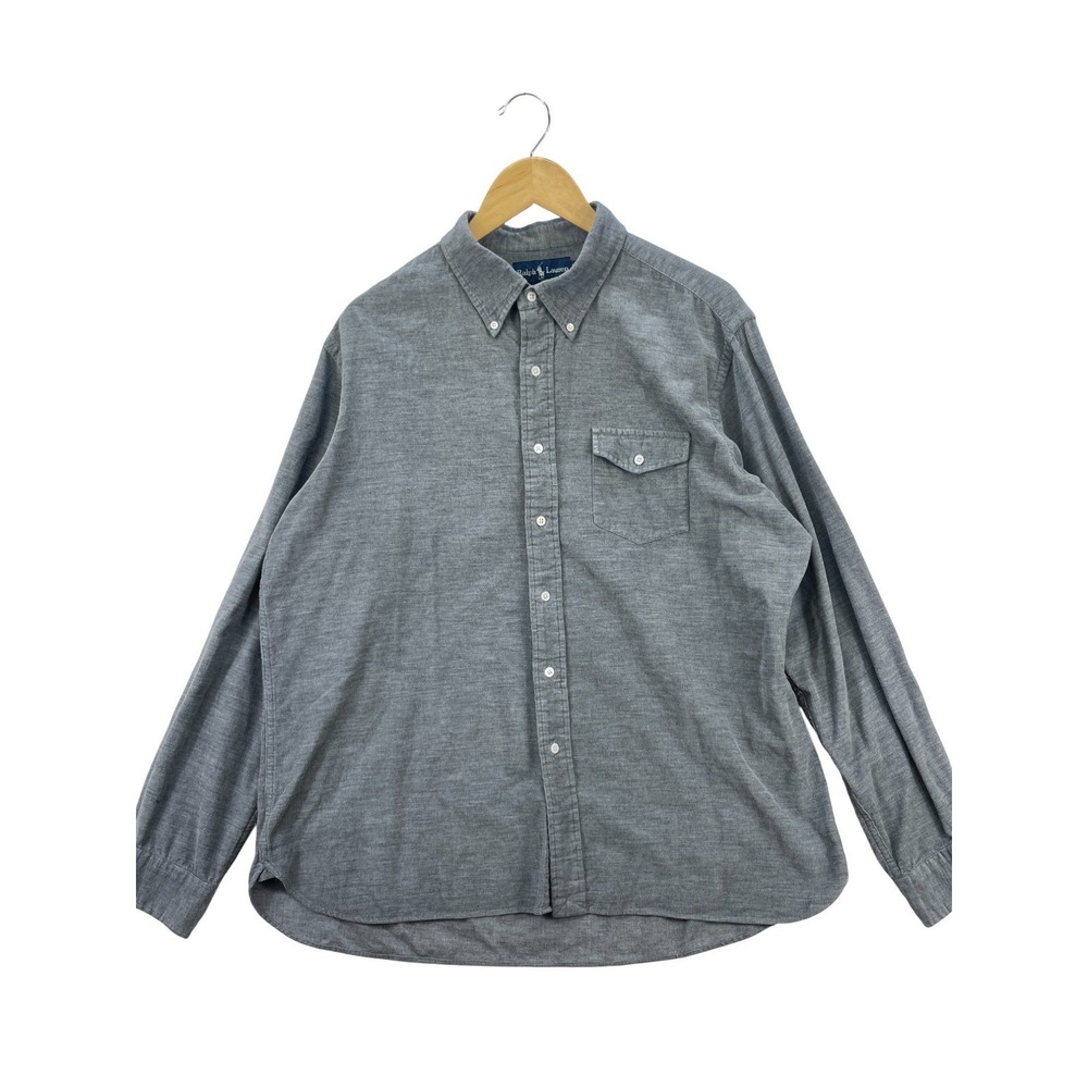 Ralph Lauren Men's Size XL Gray Casual Cotton Classic Long Sleeve Shirt